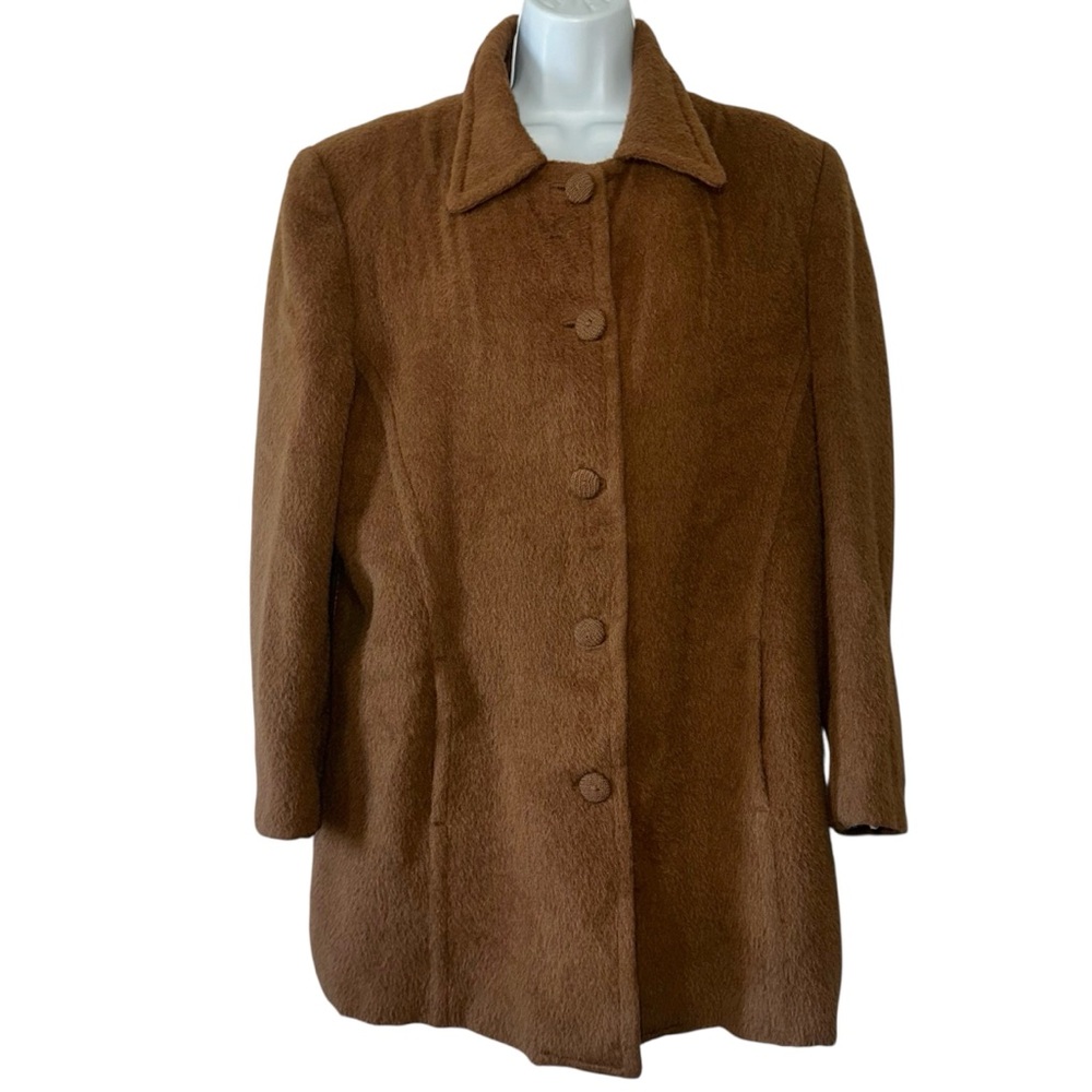 P&T Passion and Texture Women’s Caramel Brown 100% Baby Alpaca Coat- Large